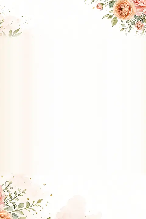 Vorlage Pfirsichblüte: Pfirsichblüte: Aquarellblumen oben und unten, viel Raum für eure Namen. Zweisprachig Türkisch und Deutsch.